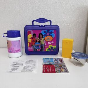 VTG Barbie Purple Lunch Box with Thermos Barbie and Friends Color Me Barbie 2002
